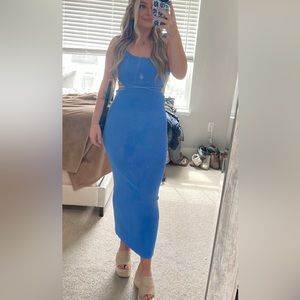 Blue midi knit tube dress